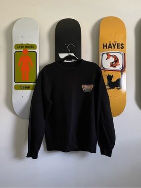 Brixton Black Crewneck Sweatshirt with Small Chest Patch